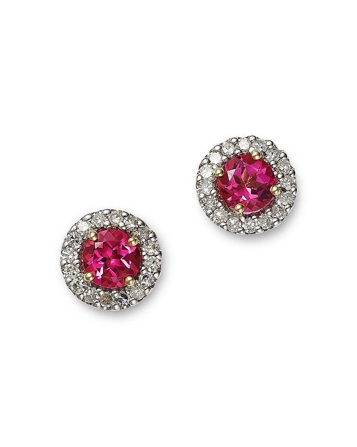 商品Moon & Meadow|14K Yellow Gold Pink Topaz & Diamond Stud Earrings,价格¥3404,第1张图片详细描述