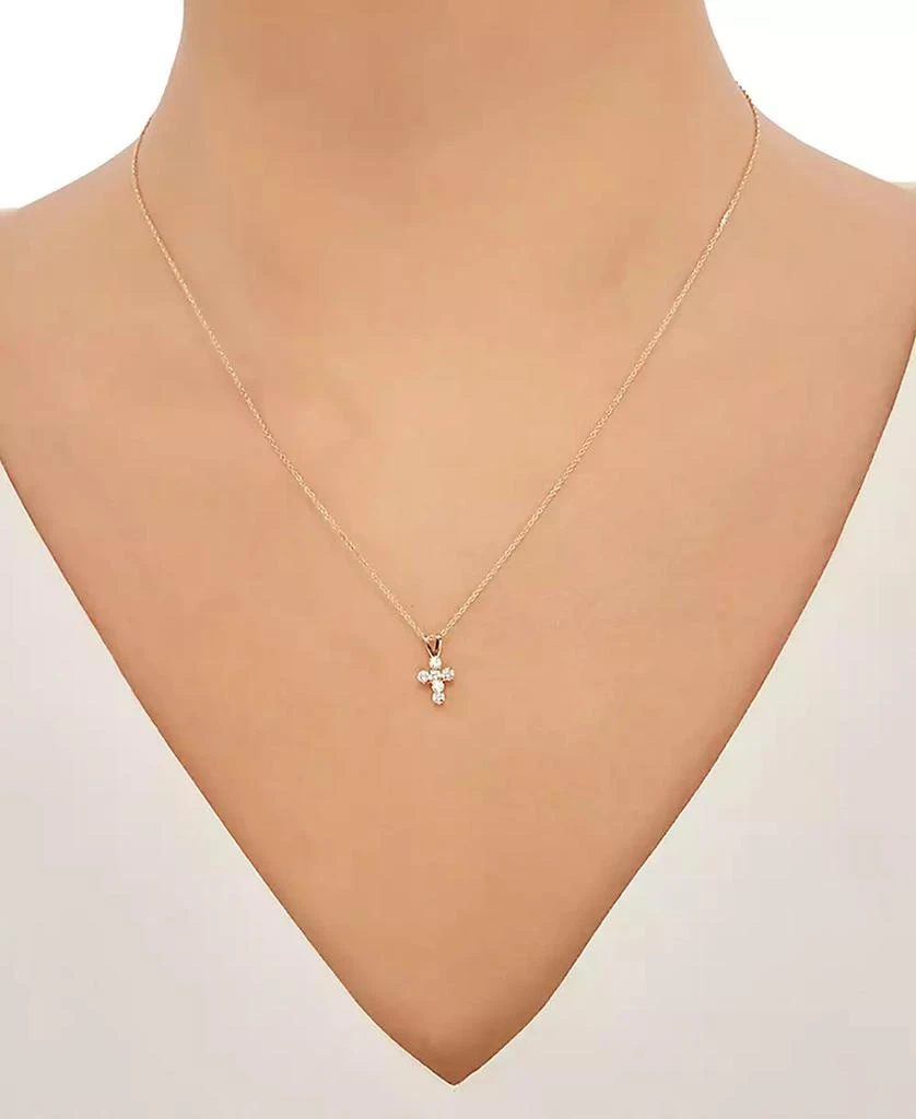 商品Macy's|Cubic Zirconia Cross 18" Pendant Necklace in 14k Gold,价格¥1148,第2张图片详细描述