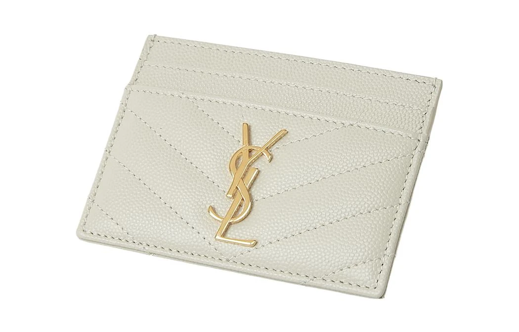 商品[国内直发] Yves Saint Laurent|【经典推荐】 圣罗兰 Monogramme 金标Logo 绗缝皮革 卡夹卡包 女款 复古白色,价格¥3290,第5张图片详细描述