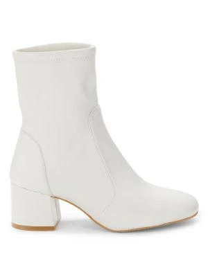 商品Stuart Weitzman|Sleek 60 Leather Block Heel Sock Booties,价格¥2173,第1张图片