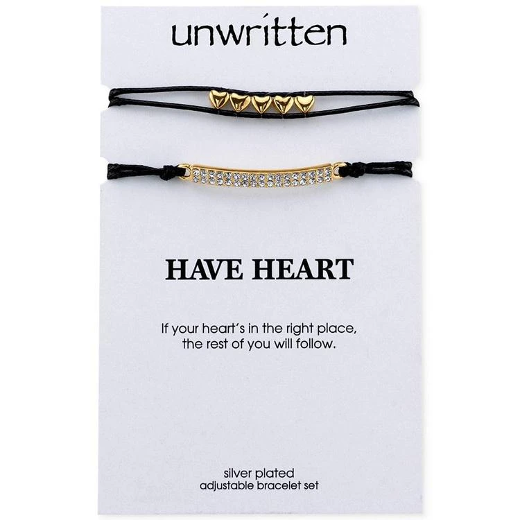 商品Unwritten|Two-Tone 2-Pc. Set Black Cord Slider Bracelets,价格¥67,第3张图片详细描述