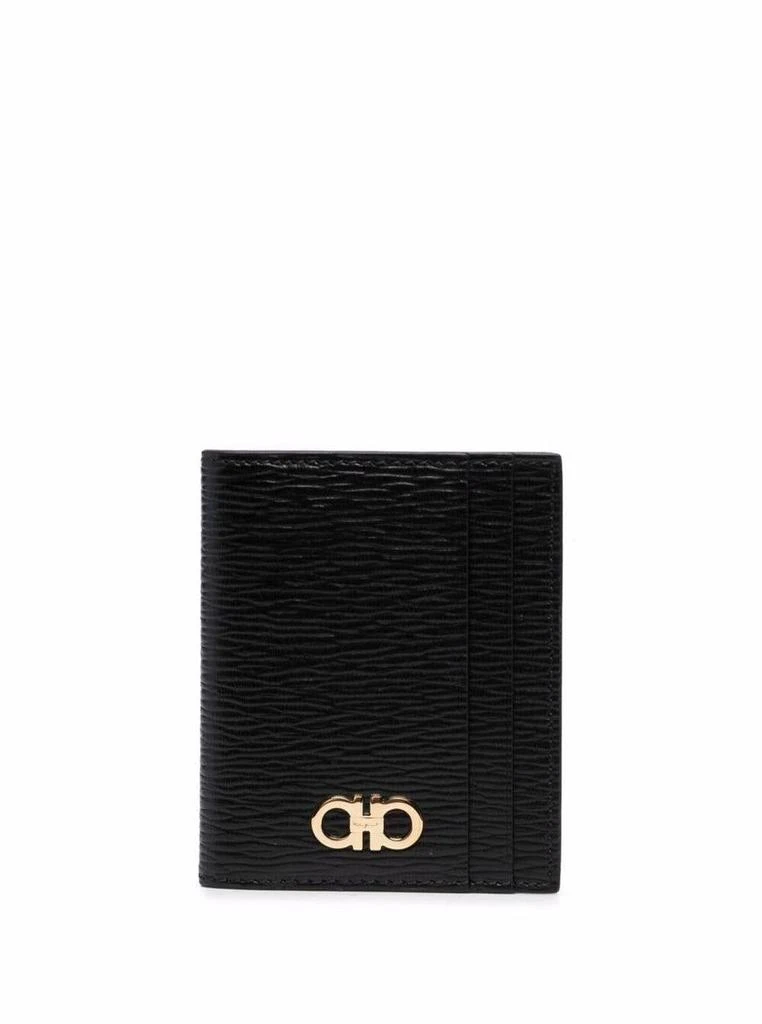 商品Salvatore Ferragamo|Black Cardholder With Gold-Tone Gancini Logo In Calf Leather Man in Black,价格¥1288,第1张图片