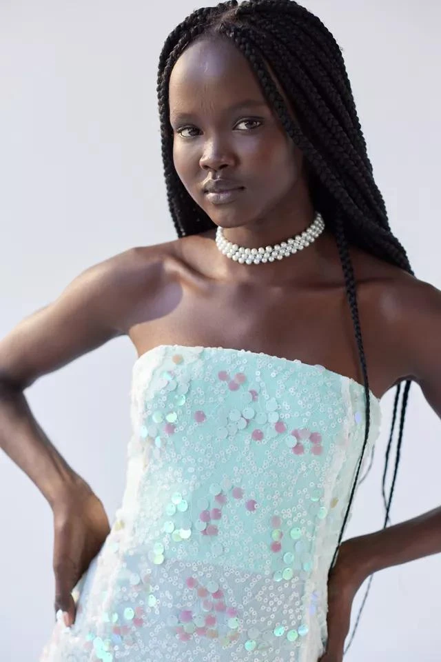 商品Urban Outfitters|UO Aqua Sequin Mini Dress,价格¥234,第3张图片详细描述