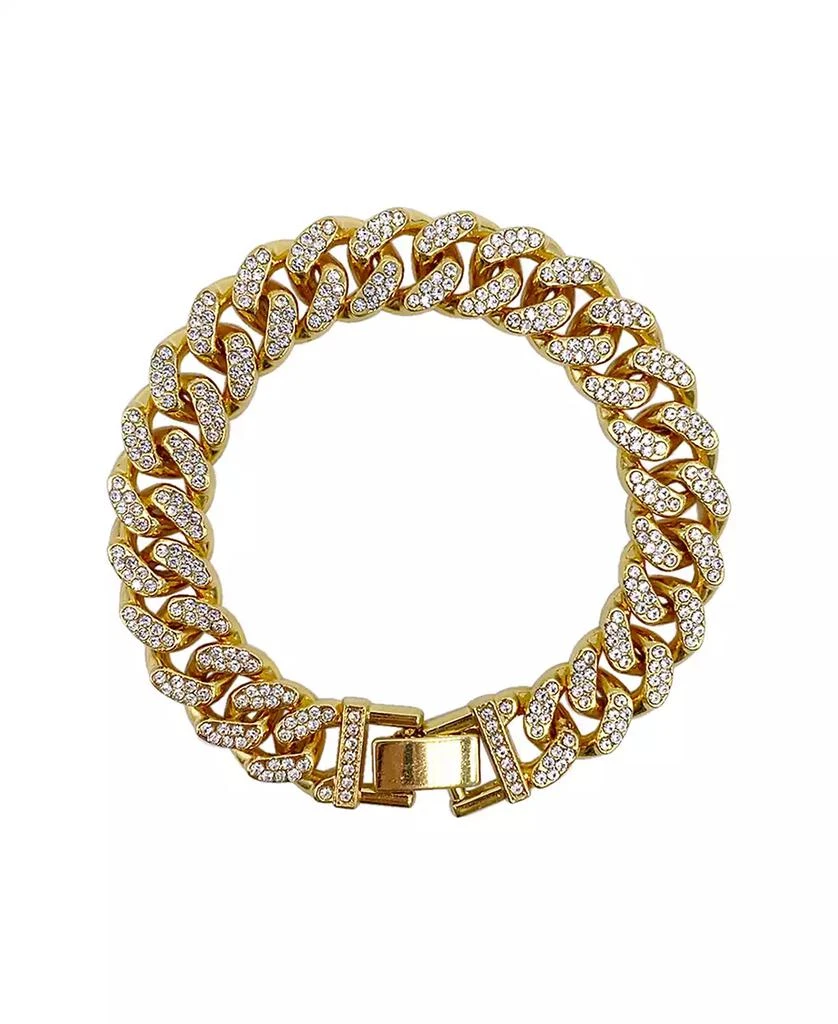 商品ADORNIA|Women's Gold-Tone Plated Crystal Thick Cuban Curb Chain Bracelet,价格¥142,第1张图片