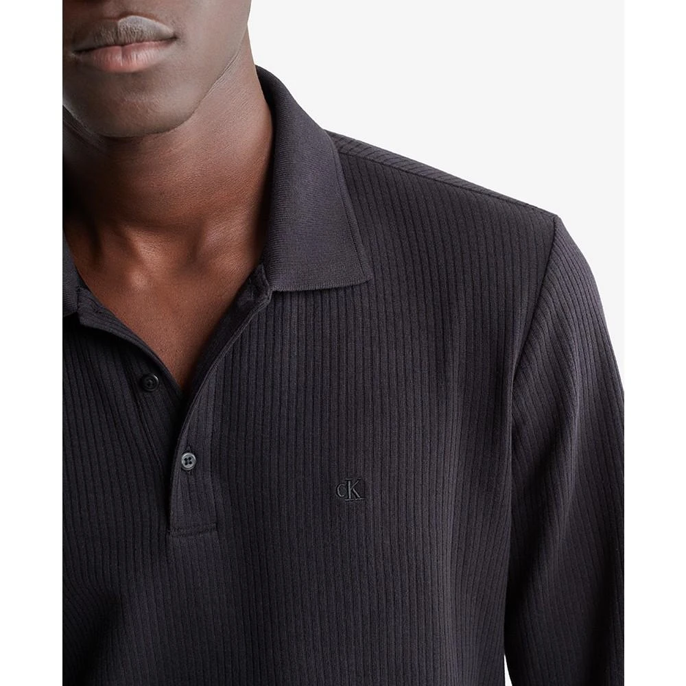 商品Calvin Klein|Men's Regular-Fit Drop Needle Long-Sleeve Polo Shirt,价格¥206,第3张图片详细描述