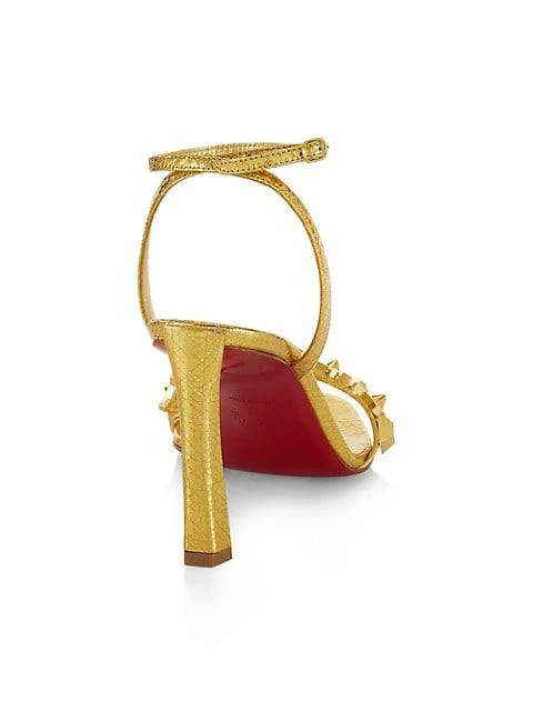 商品Christian Louboutin|Asteroispikes 85 Metallic Leather Ankle-Strap Sandals,价格¥8232,第3张图片详细描述