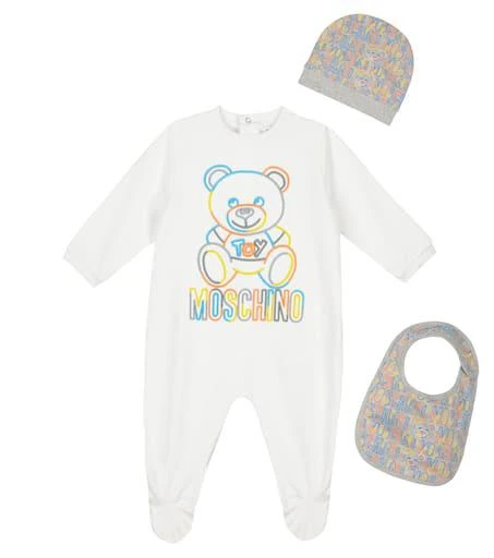 商品Moschino|Baby cotton onesie, bib and hat set,价格¥1057,第1张图片