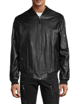 商品RON TOMSON|Sleeve-Pocket Leather Bomber Jacket,价格¥1404,第1张图片