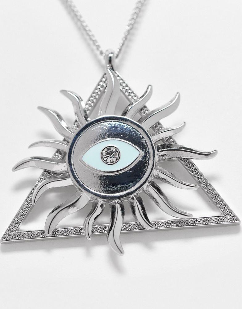 商品Reclaimed Vintage|Reclaimed Vintage inspired unisex statement sun eye necklace in silver,价格¥162,第4张图片详细描述