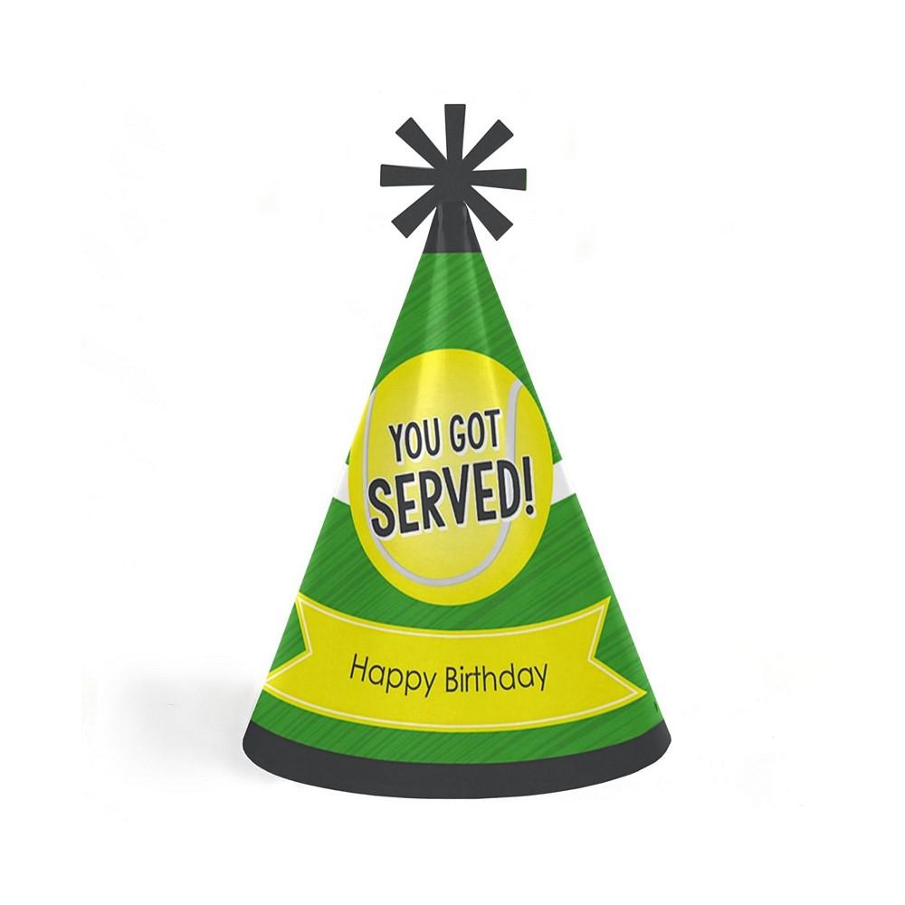 You Got Served - Tennis - Cone Tennis Ball Happy Birthday Party Hats for Kids and Adults - Set of 8 Standard Size商品第1张图片规格展示