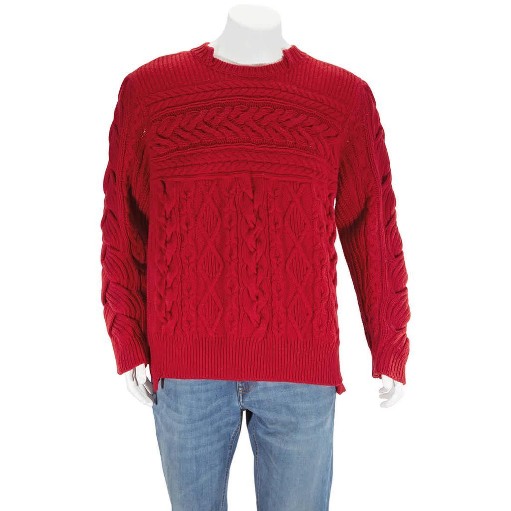 商品Burberry|Aran Knit Cashmere Wool Sweater In Military Red,价格¥4986,第1张图片