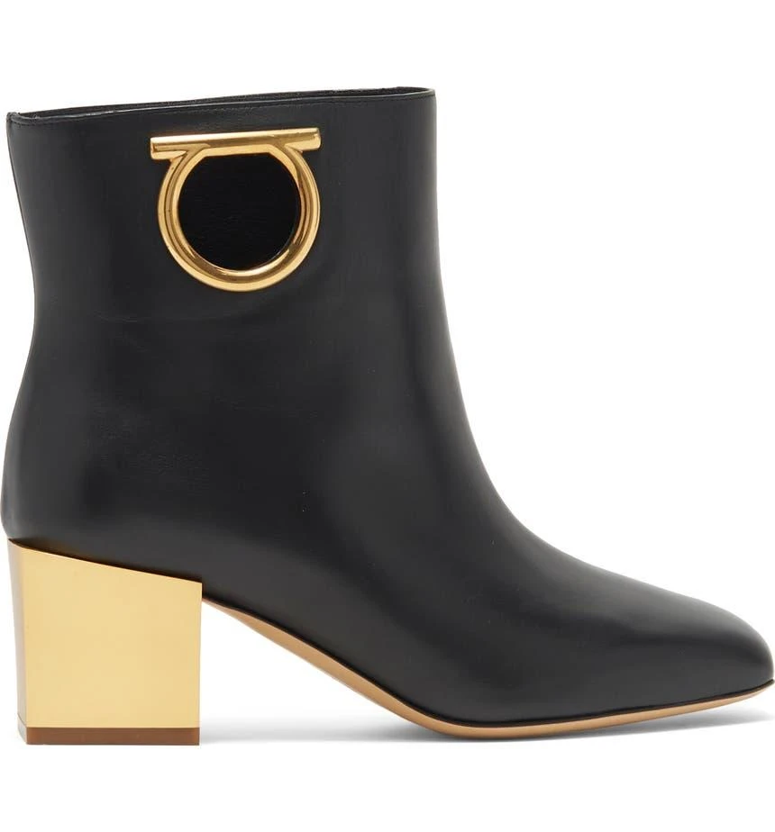 商品Salvatore Ferragamo|Albiano Block Heel Leather Bootie,价格¥5314,第3张图片详细描述