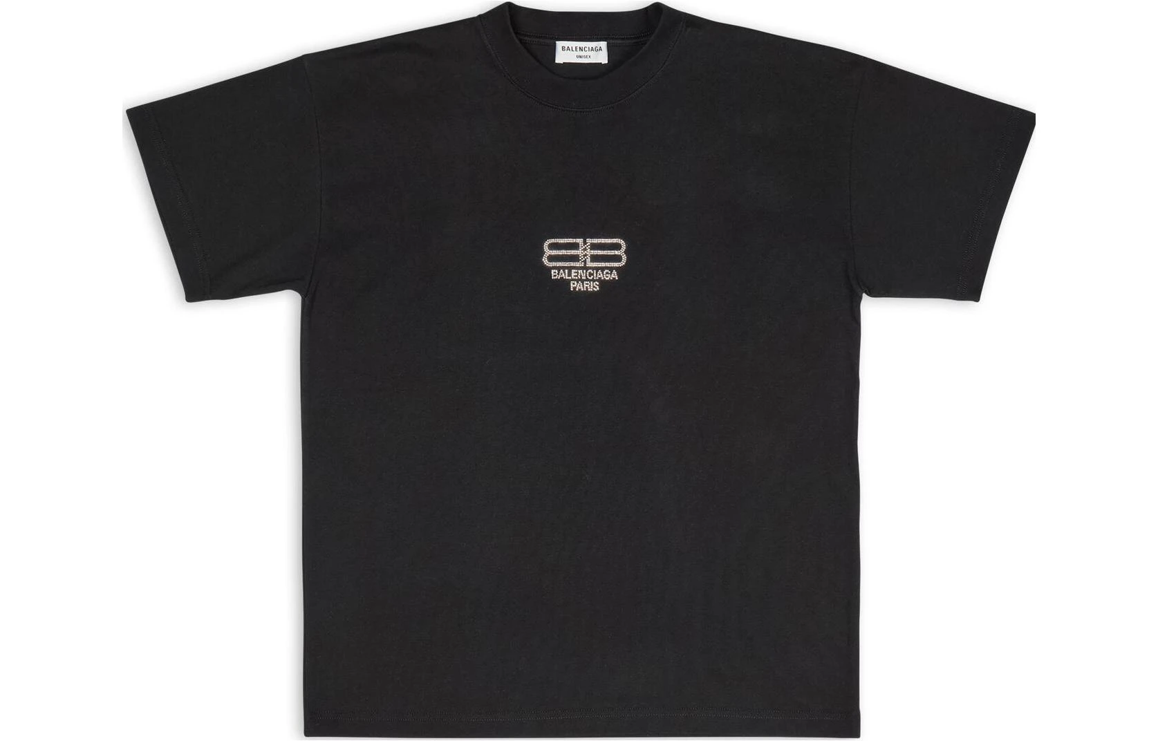 商品[国内直发] Balenciaga|FW22 水钻Logo字母宽松圆领短袖T恤 女款 黑色,价格¥4770,第1张图片