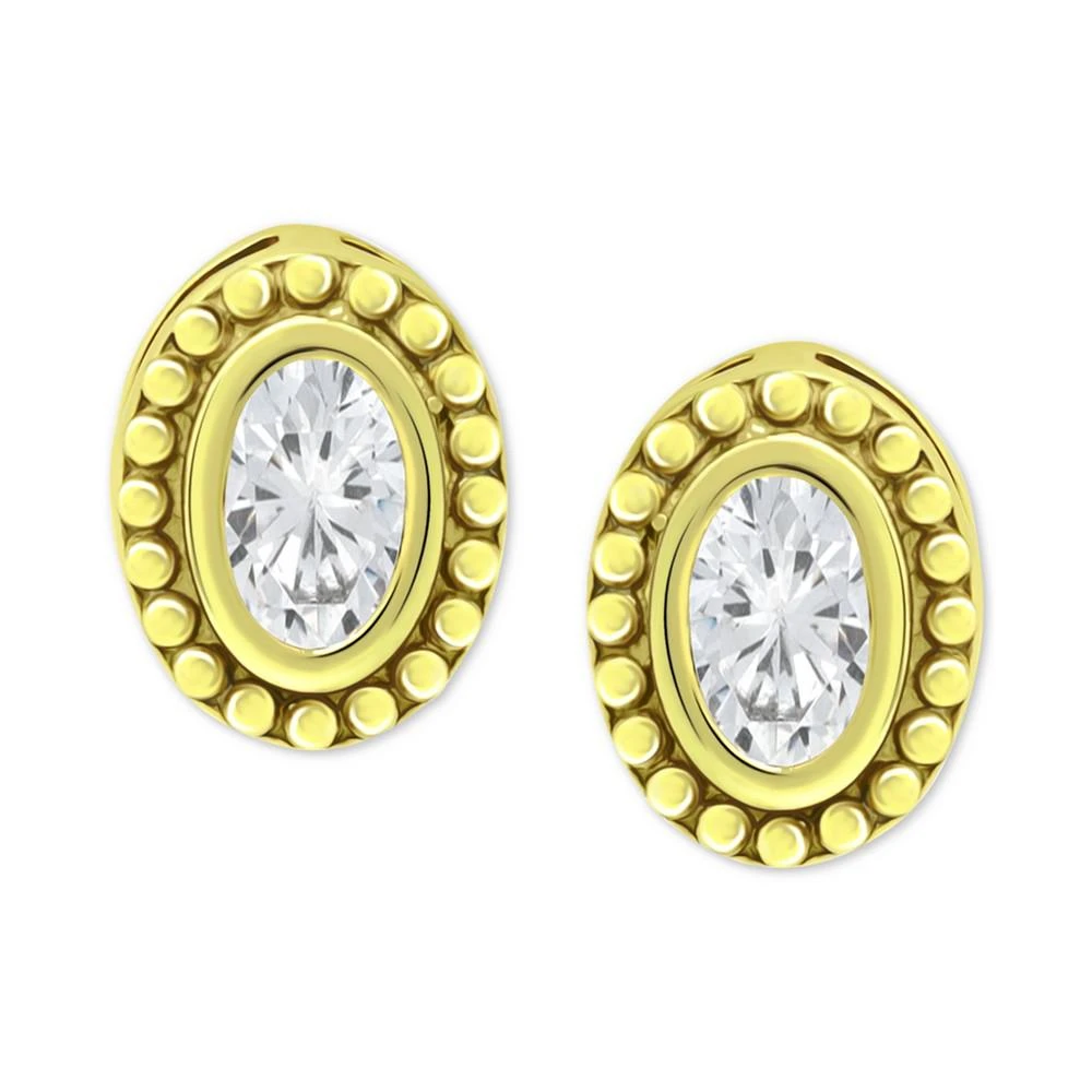 商品Giani Bernini|Cubic Zirconia Oval Beaded Frame Stud Earrings, Created for Macy's,价格¥75,第1张图片
