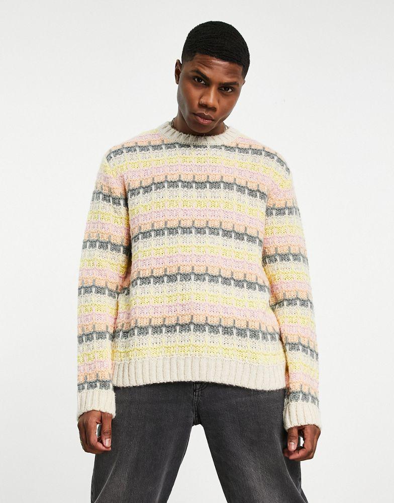 ASOS DESIGN knitted textured stitch jumper with in pastel tones商品第1张图片规格展示