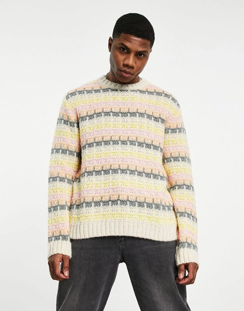 商品ASOS|ASOS DESIGN knitted textured stitch jumper with in pastel tones,价格¥151,第1张图片