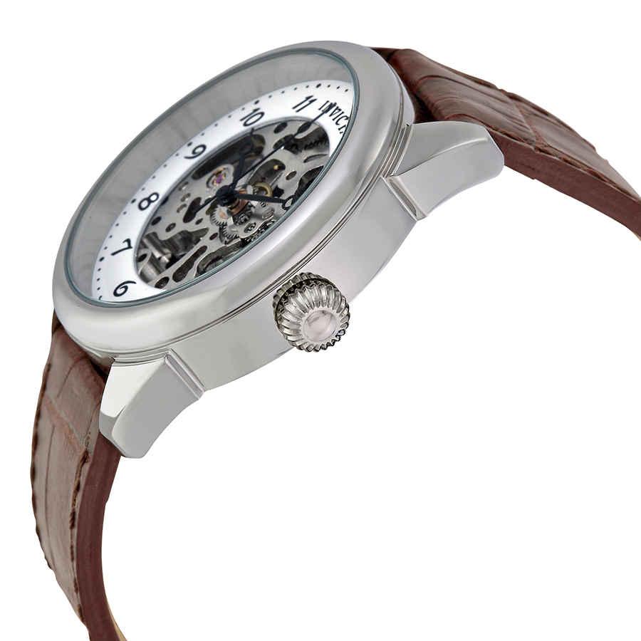 Invicta Specialty Silver Skeleton Dial Brown Leather Mens Watch 17187商品第2张图片规格展示