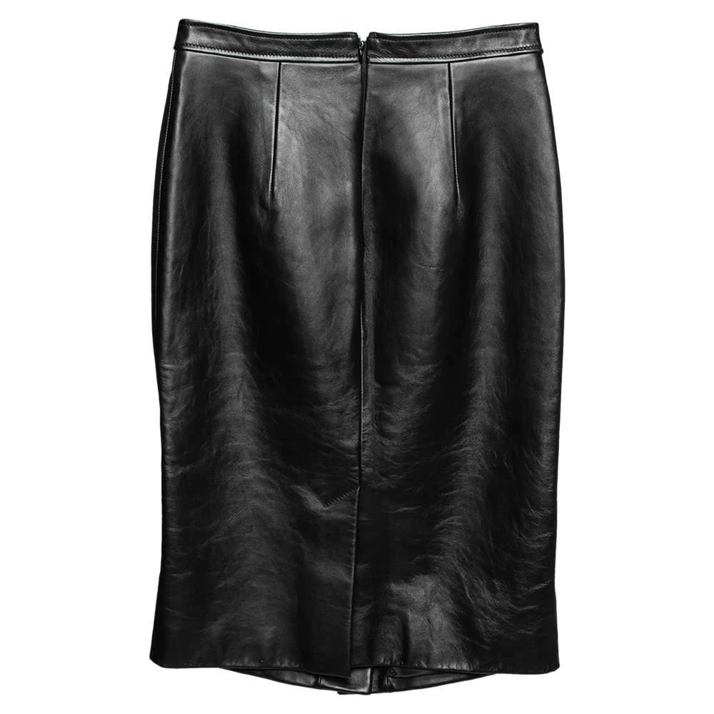商品[二手商品] Burberry|Burberry Black Leather Step Through Pencil Skirt S,价格¥4174,第2张图片详细描述
