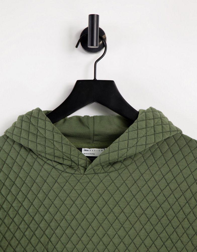 商品ASOS|ASOS DESIGN oversized quilted hoodie in khaki,价格¥202,第5张图片详细描述