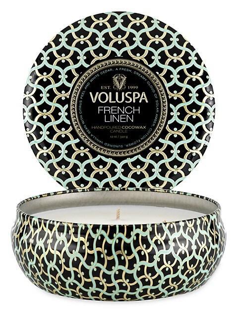 商品Voluspa|French Linen 3-Wick Tin Candle,价格¥189,第4张图片详细描述