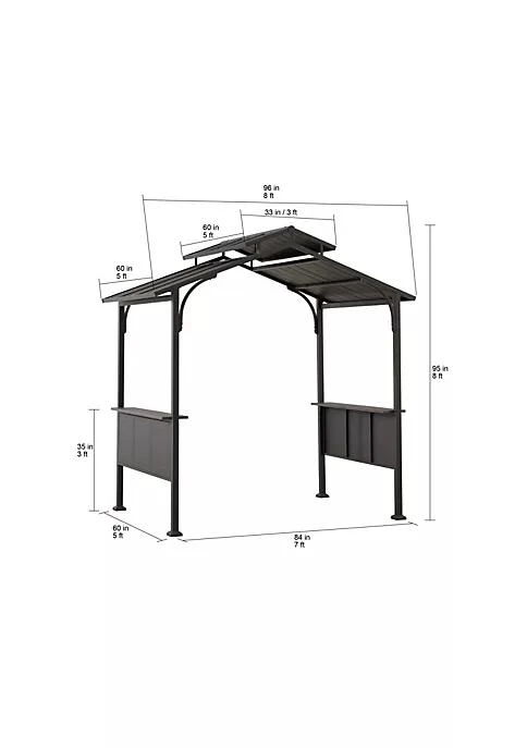 商品Sunjoy|5 Ft. X 8 Ft. Brown Steel 2 Tier Grill Gazebo Hard Top,价格¥7838,第3张图片详细描述
