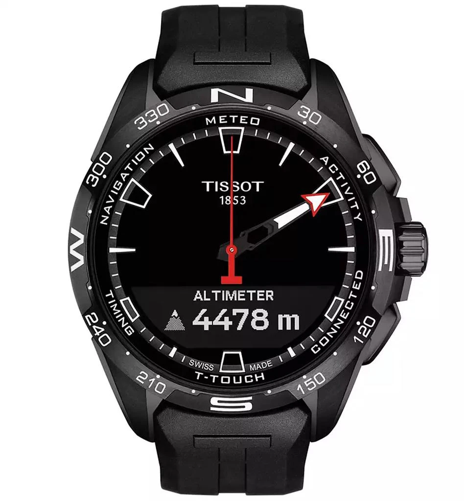 商品Tissot|Men's Swiss T-Touch Connect Solar Black Rubber Strap Smart Watch 48mm,价格¥8940,第5张图片详细描述