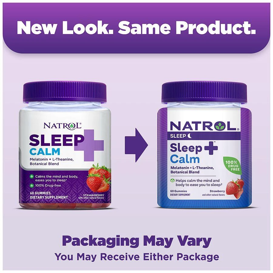 商品Natrol|Sleep+ Calm, Melatonin and L-Theanine, Gummies Strawberry,价格¥149,第2张图片详细描述