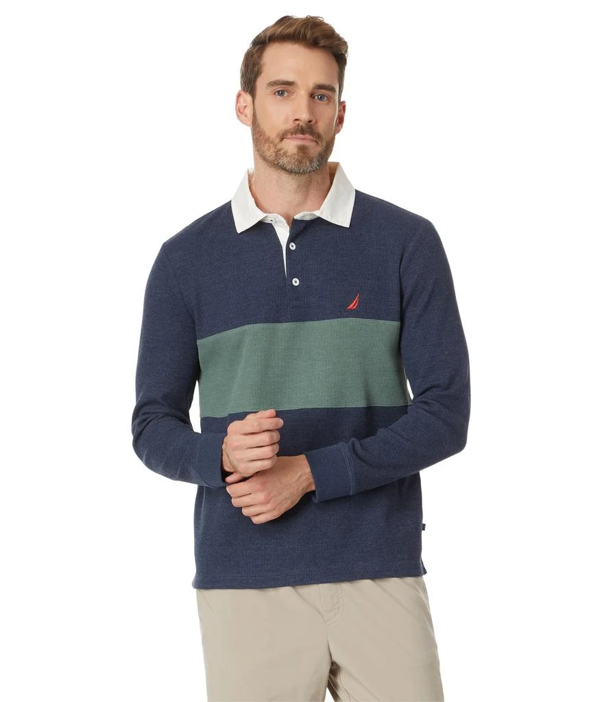 商品Nautica|Slim Fit Waffle Color-Block Long Sleeve Polo,价格¥269,第1张图片