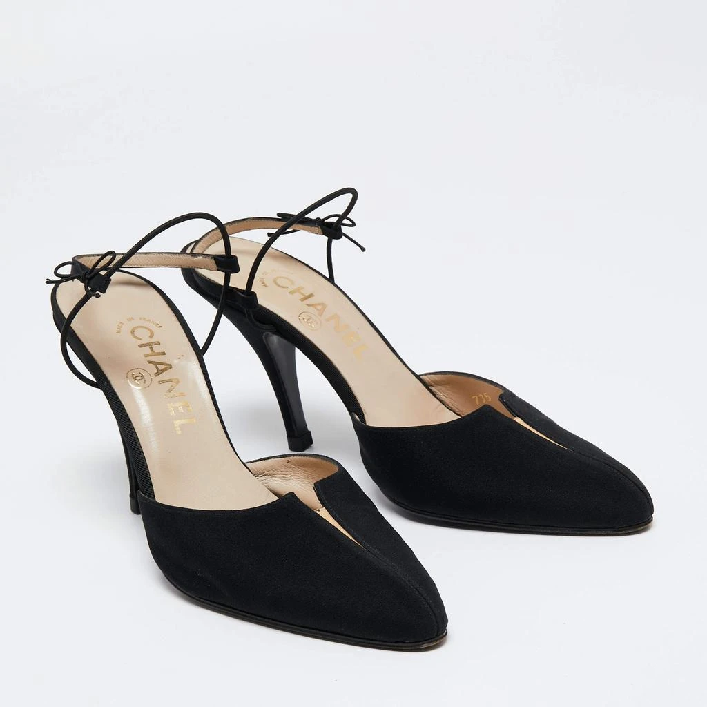 商品[二手商品] Chanel|Chanel Black Canvas Pointed Toe  Ankle Wrap Sandals Size 39 ,价格¥2205,第4张图片详细描述