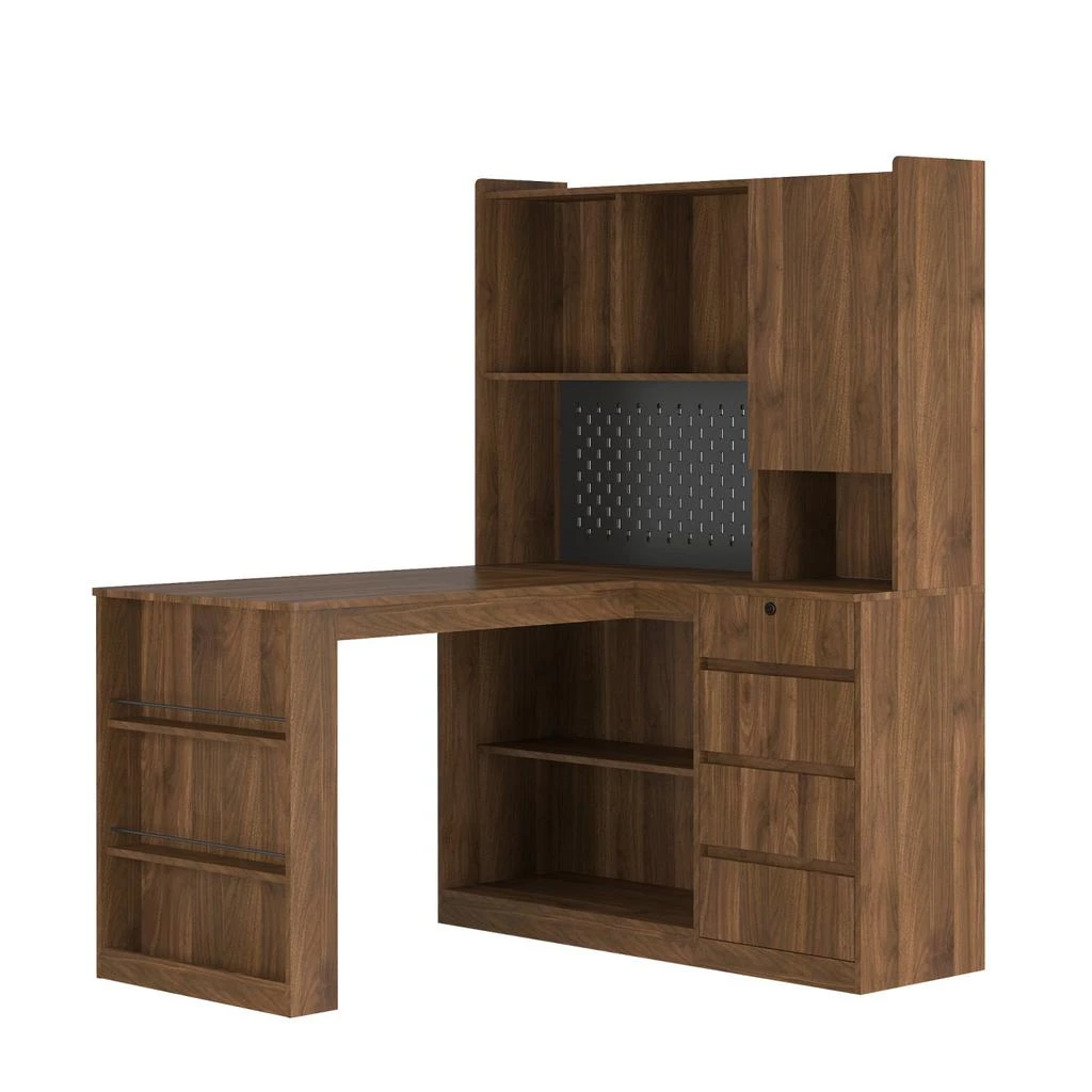 商品Streamdale Furniture|Streamdale L Shaped Desk with Drawers, Bookshelf, LED Light, Corner Gaming Desk,价格¥3177,第5张图片详细描述