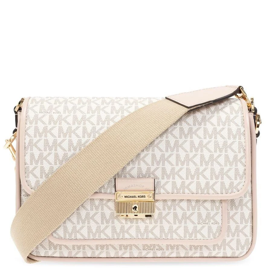 商品Michael Kors|Michael Kors Ladies Bradshaw Medium Logo and Leather Messenger Bag - Vanilla/ Soft Pink,价格¥1476,第1张图片