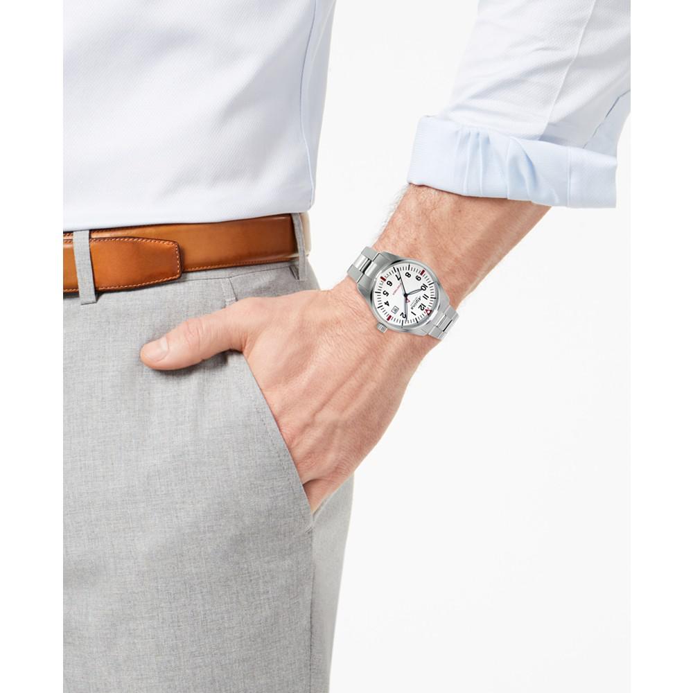 Men's Swiss Startimer Pilot Stainless Steel Bracelet Watch 42mm商品第2张图片规格展示