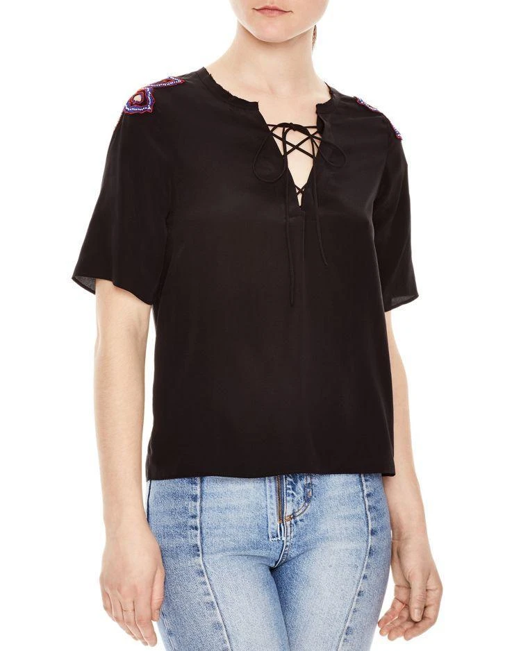 商品Sandro|Vibration Embellished Silk Top,价格¥1216,第1张图片