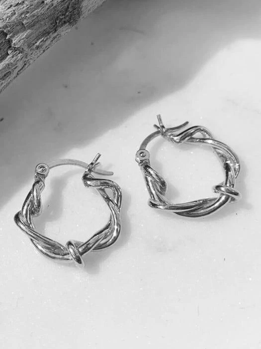 商品REALEESM|Silver Twist Hoop Earring_Silver,价格¥711,第3张图片详细描述