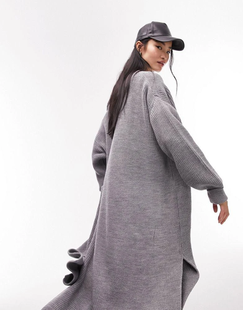 商品Topshop|Topshop knitted maxi cardi in grey,价格¥481,第2张图片详细描述