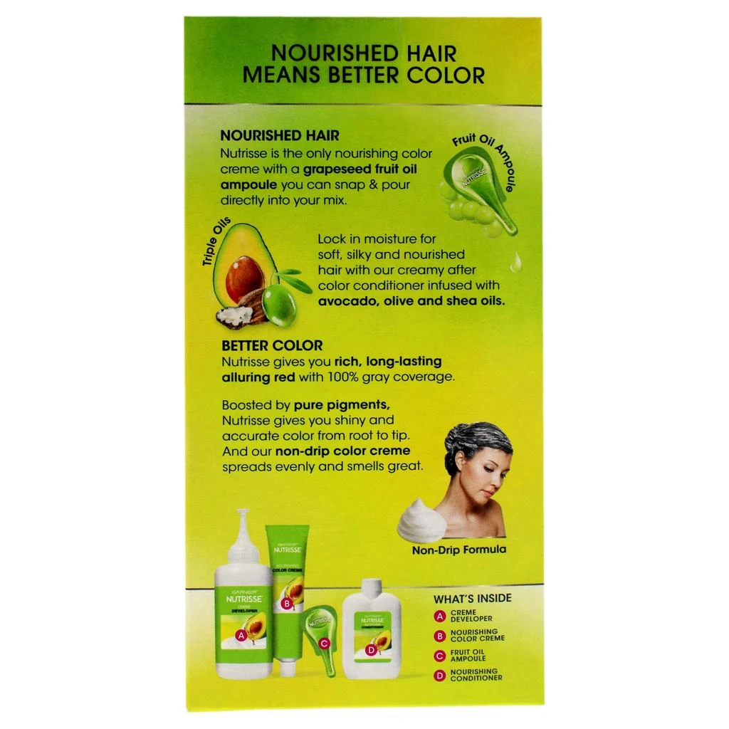 商品Garnier|Nutrisse Nourishing Color Crème - 66 True Red by Garnier for Unisex - 1 Application Hair Color,价格¥122,第2张图片详细描述