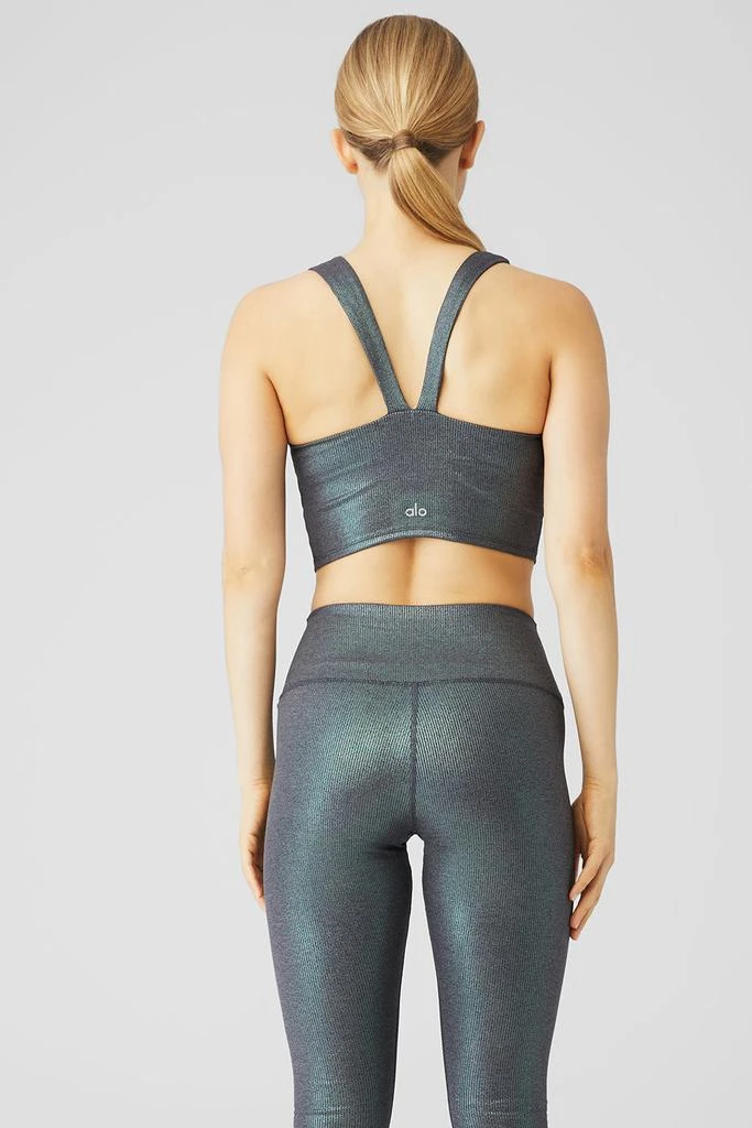 商品Alo|Alosoft Ribbed Shimmer Chic Bra Tank - Dark Grey Iridescent,价格¥476,第3张图片详细描述