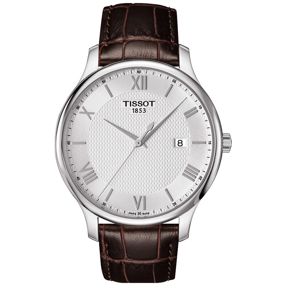 商品Tissot|Men's Swiss Tradition Brown Leather Strap Watch 42mm,价格¥2439,第1张图片