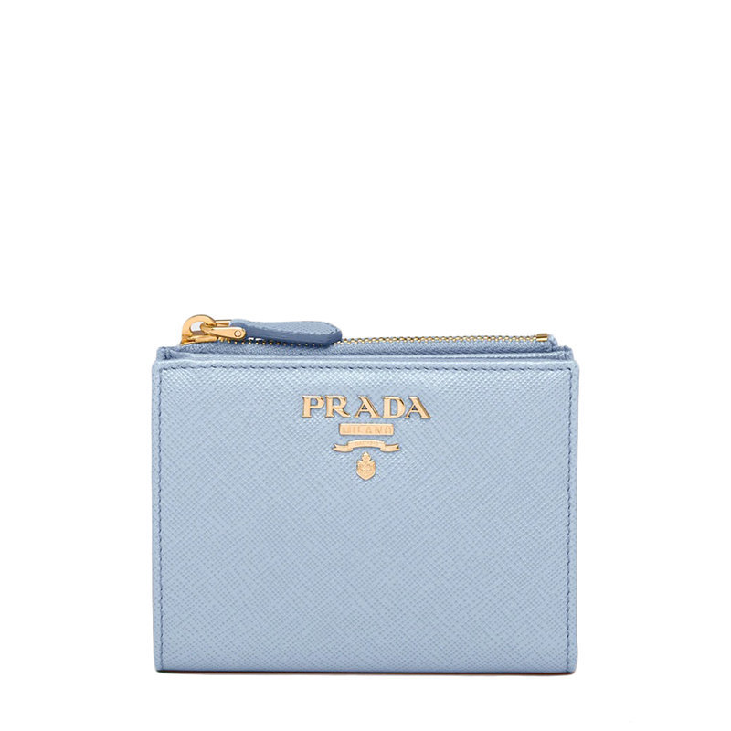 商品Prada|【预售3-7天】PRADA/普拉达 22春夏新款 女士天蓝色金标多功能小型钱包1ML023_QWA_F0076,价格¥4572,第1张图片