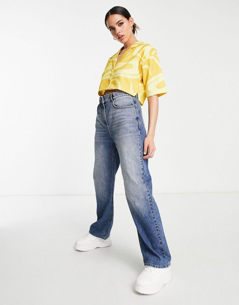 Fila swirl print cropped shirt in yellow商品第4张图片规格展示