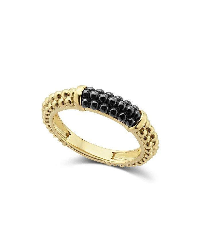 商品LAGOS|Gold & Black Caviar Collection 18K Gold & Ceramic Ring,价格¥15736,第1张图片详细描述