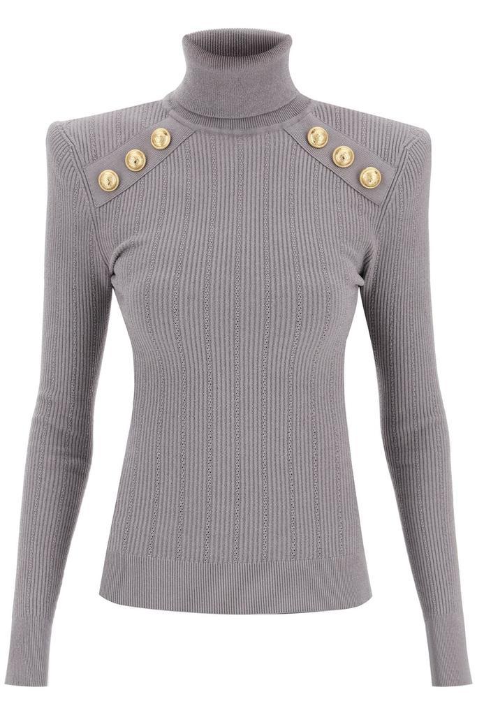 商品Balmain|Balmain ribbed turtleneck sweater with ornamental buttons,价格¥5508,第1张图片