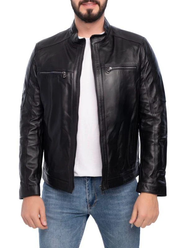 商品Vellapais|Leather Zip Biker Jacket,价格¥2740,第1张图片