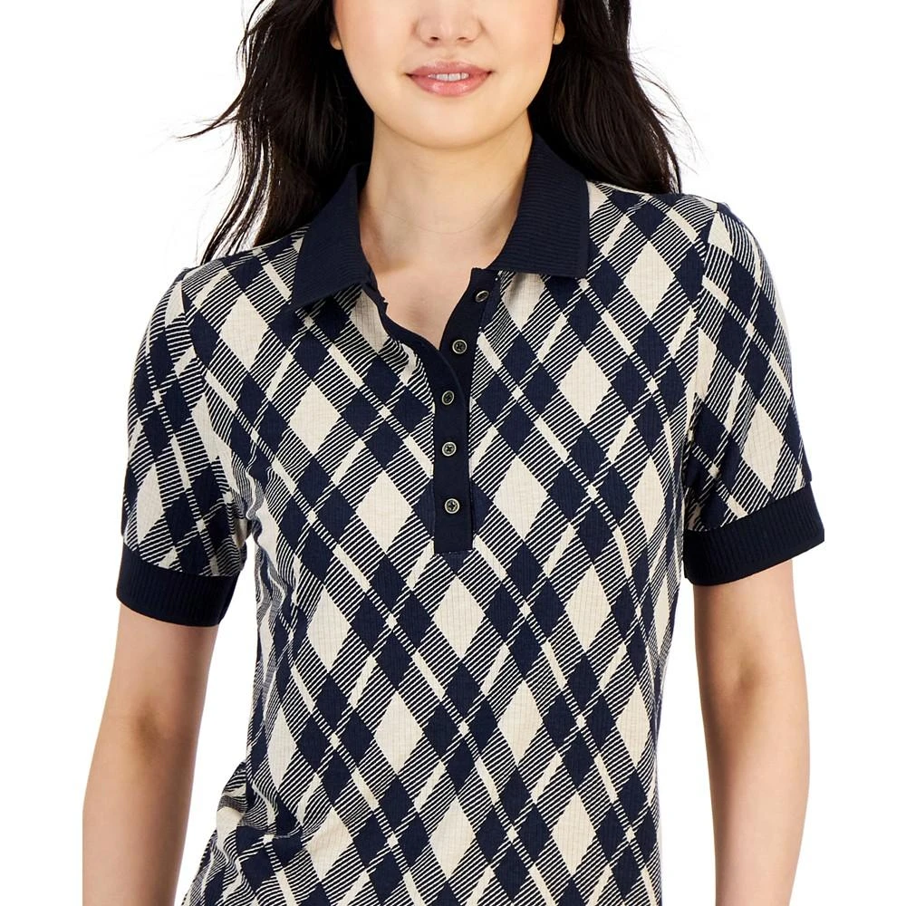 商品Tommy Hilfiger|Women's Plaid Contrast-Trim Polo Shirt,价格¥366,第3张图片详细描述