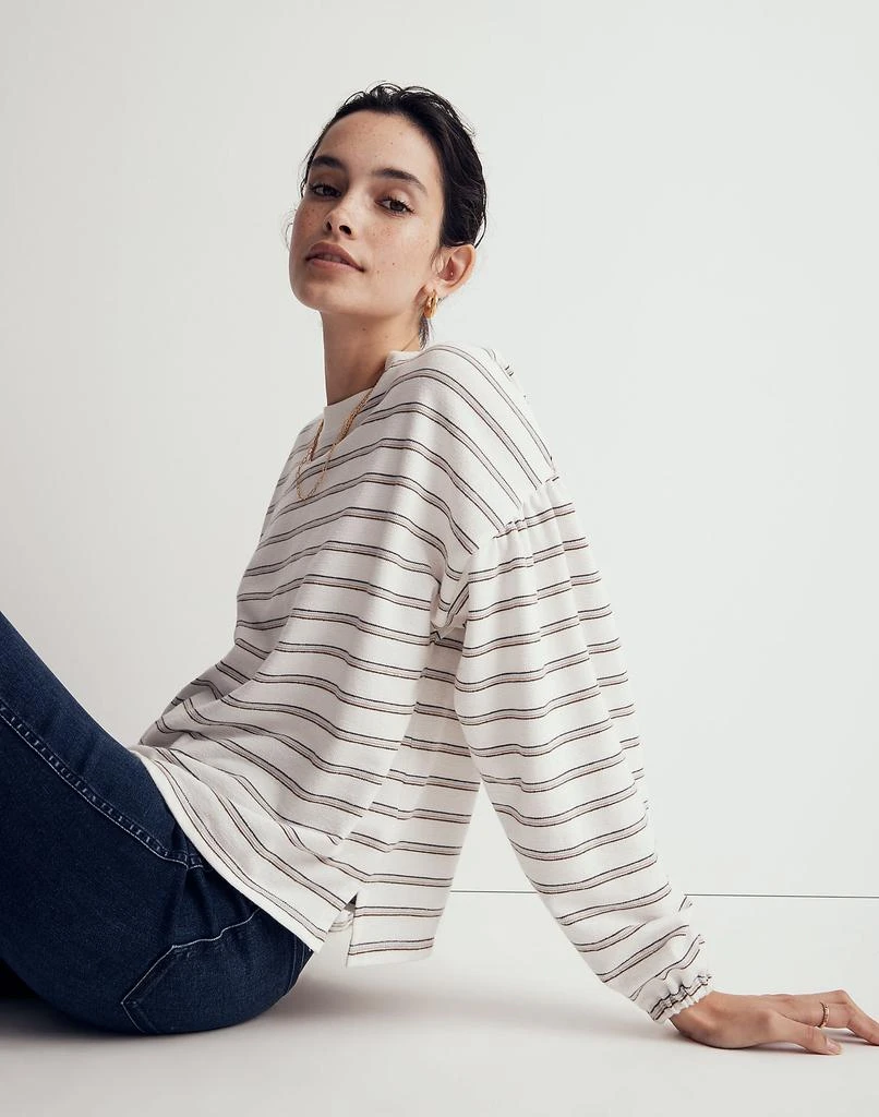 商品Madewell|Cotton-Blend Long-Sleeve Tee in Stripe,价格¥237,第2张图片详细描述