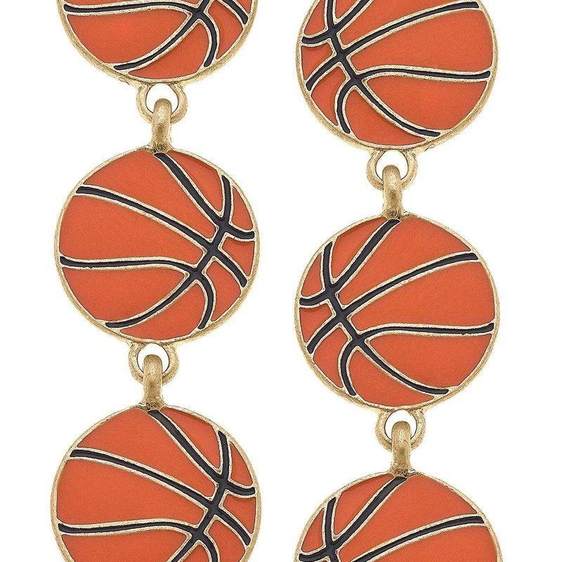 商品Canvas Style|Basketball Triple Drop Enamel Earrings,价格¥243,第1张图片