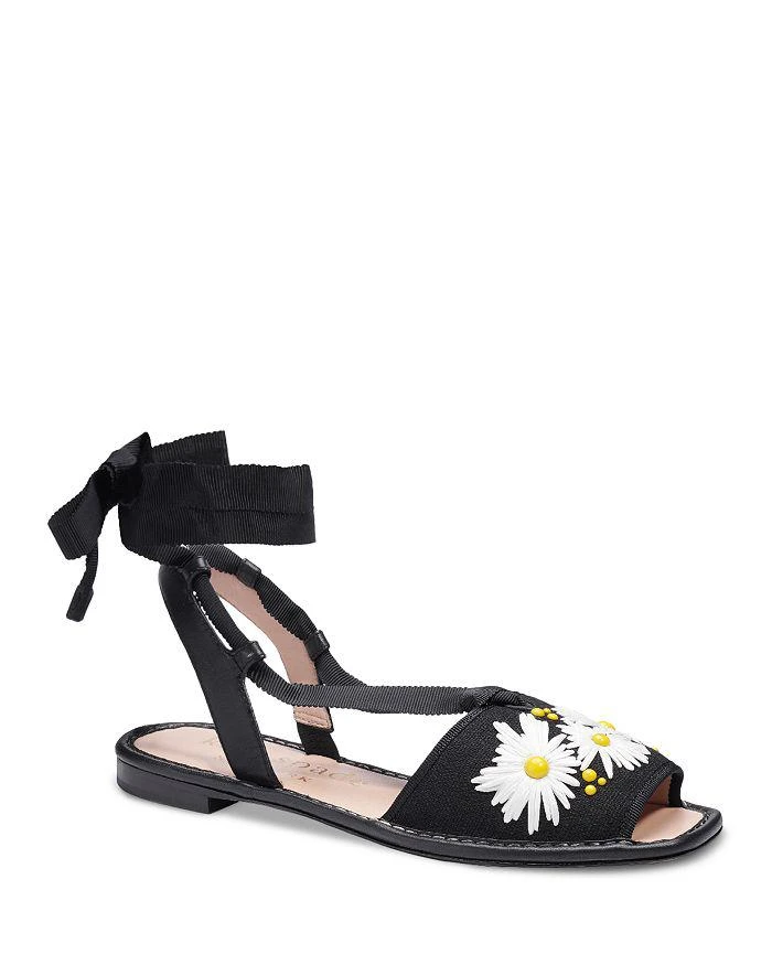 商品Kate Spade|Women's Michaela Square Toe Flower Decorated Fabric Sandals,价格¥803,第1张图片