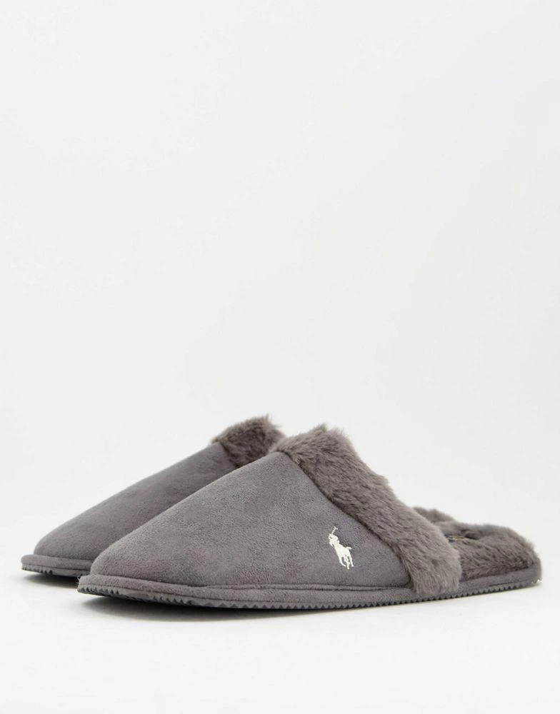 商品Ralph Lauren|Polo Ralph Lauren summit scuff mule slippers in grey,价格¥218,第3张图片详细描述