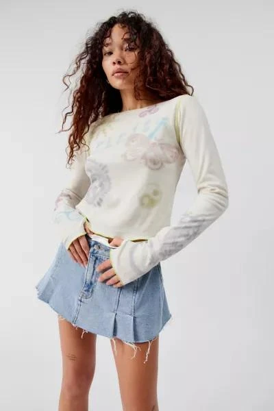 商品Urban Outfitters|Airbrushed Sun Long Sleeve Baby Tee,价格¥231,第1张图片