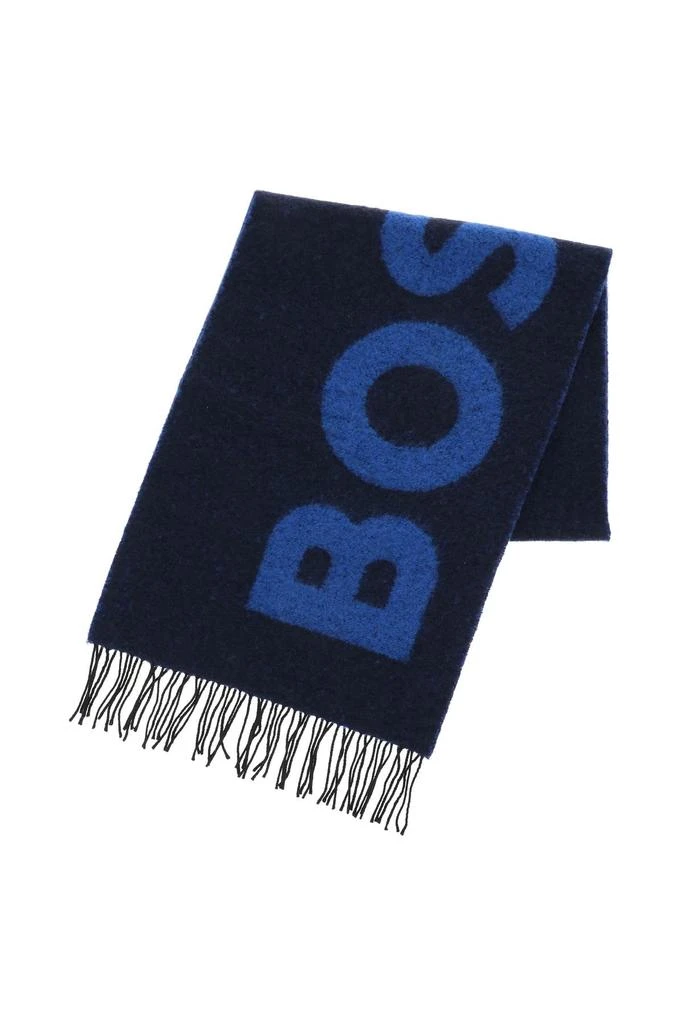 商品Hugo Boss|Boss Bouclé Wool Blend Scarf With Logo,价格¥410,第3张图片详细描述